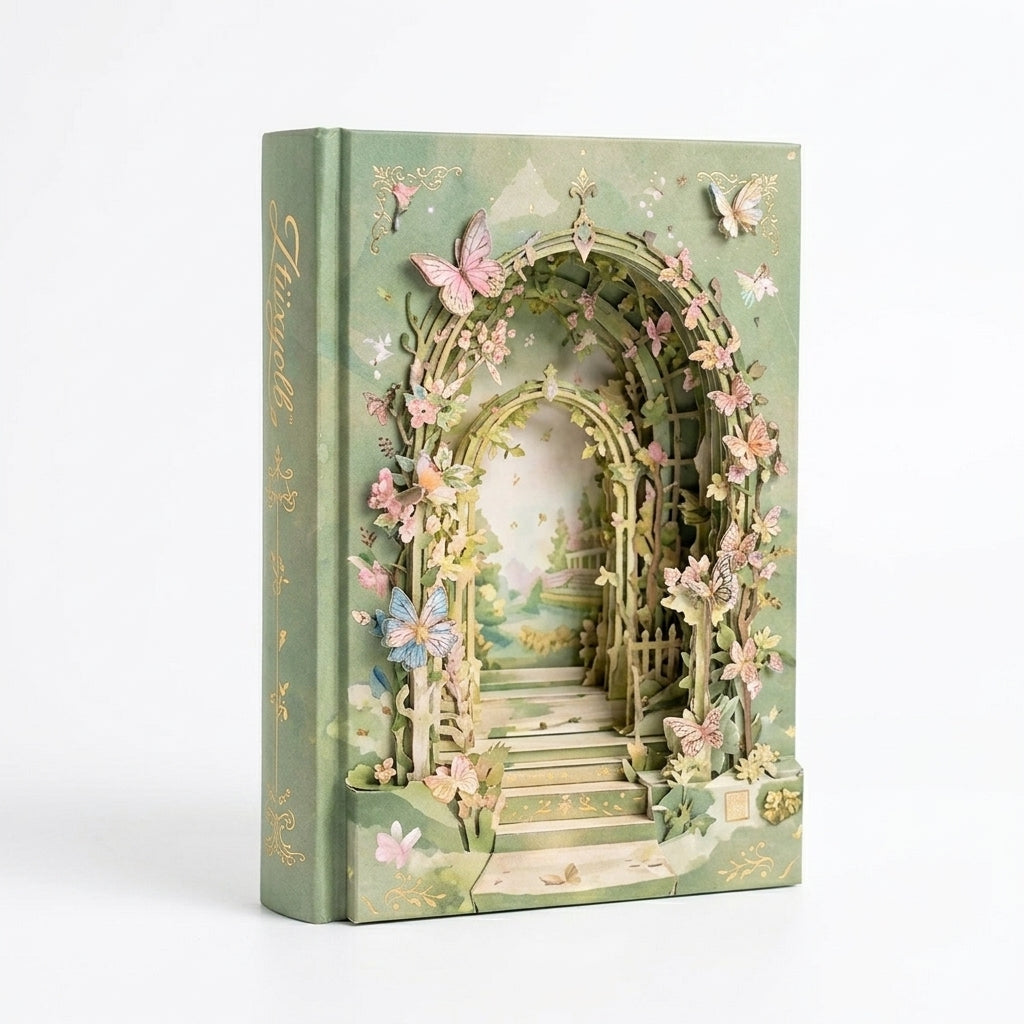 Ztiixyolb™ Paper Garden Pop-Up Journal – Dimensional Interior Scrapbook Notebook with Layered Paper Scenes for Memory Keeping, Creative Journaling & Keepsakes