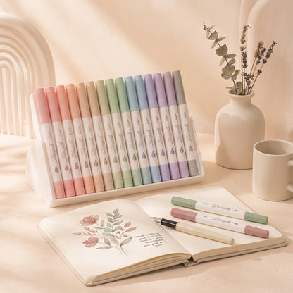 Ztiixyolb™ Quiet Garden Morandi Watercolor Markers – Muted Tone Art Marker Set for Illustration, Journaling, Coloring, Lettering & Botanical Drawing