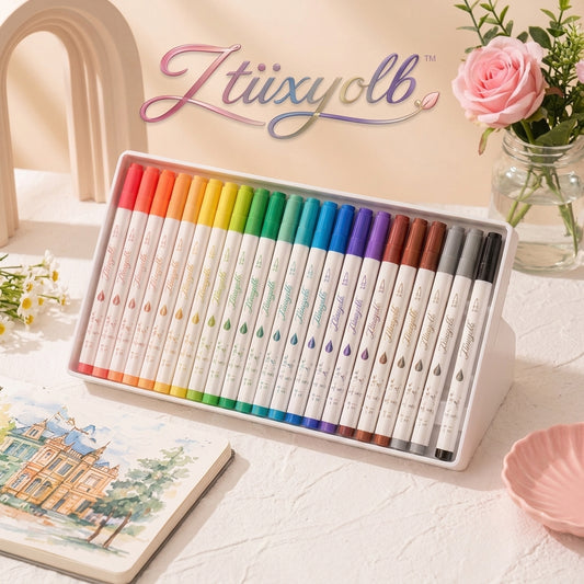 Ztiixyolb™ Tip Art Markers – Fine & Broad Tip Coloring Marker Set for Illustration, Sketching, Lettering, Journaling & Drawing