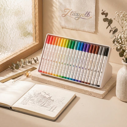 Ztiixyolb™ Tip Art Markers – Fine & Broad Tip Coloring Marker Set for Illustration, Sketching, Lettering, Journaling & Drawing