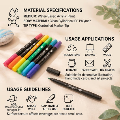 Ztiixyolb™ Acrylic Paint Markers – Vibrant Acrylic Art Pens for Rock Painting, Wood, Canvas, Ceramic, Paper & DIY Crafts
