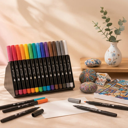 Ztiixyolb™ Acrylic Paint Markers – Vibrant Acrylic Art Pens for Rock Painting, Wood, Canvas, Ceramic, Paper & DIY Crafts