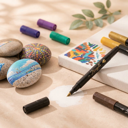 Ztiixyolb™ Acrylic Paint Markers – Vibrant Acrylic Art Pens for Rock Painting, Wood, Canvas, Ceramic, Paper & DIY Crafts