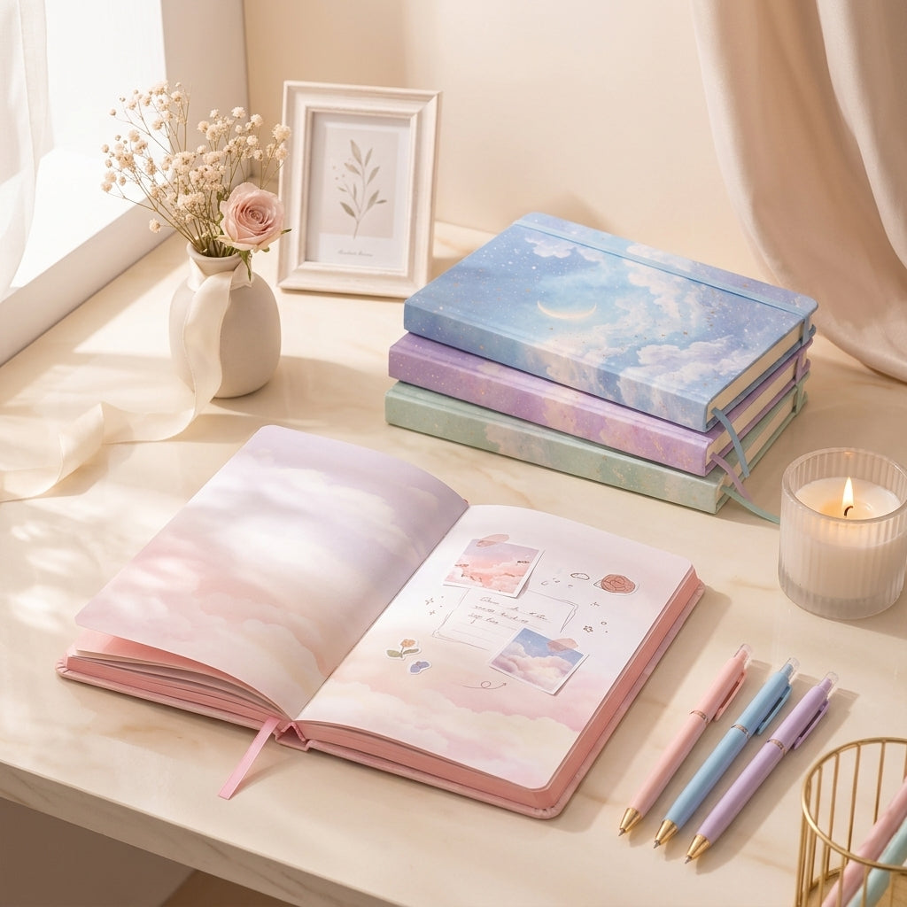 Ztiixyolb™ Dreamscape Pastel Journal – Dreamy Color Notebook & Creative Scrapbook Journal with Coordinated Tinted Pages for Writing, Memory Keeping & Journaling