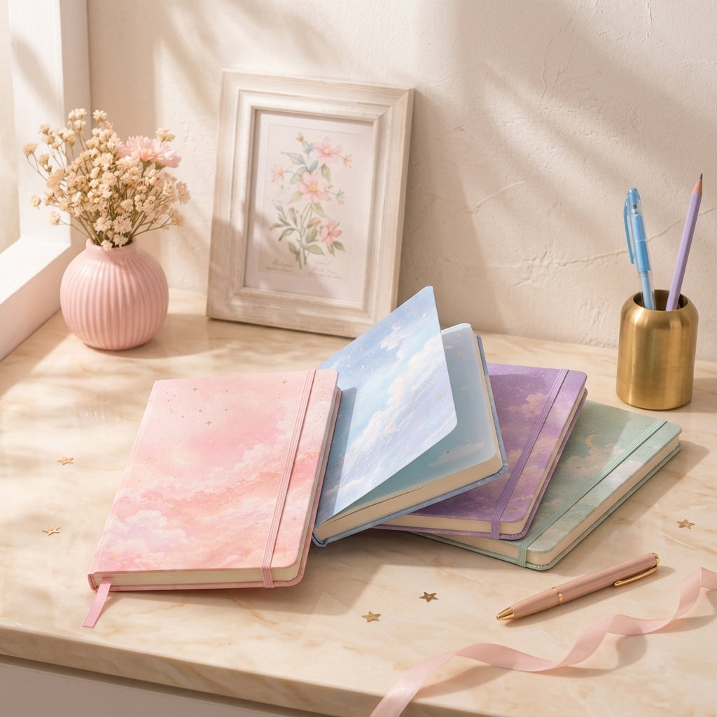 Ztiixyolb™ Dreamscape Pastel Journal – Dreamy Color Notebook & Creative Scrapbook Journal with Coordinated Tinted Pages for Writing, Memory Keeping & Journaling