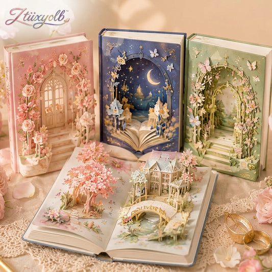 Ztiixyolb™ Paper Garden Pop-Up Journal – Dimensional Interior Scrapbook Notebook with Layered Paper Scenes for Memory Keeping, Creative Journaling & Keepsakes