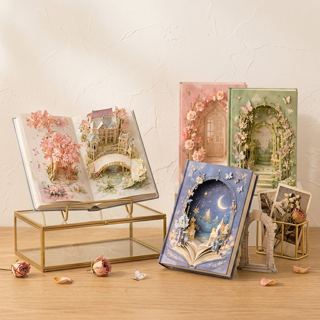 Ztiixyolb™ Paper Garden Pop-Up Journal – Dimensional Interior Scrapbook Notebook with Layered Paper Scenes for Memory Keeping, Creative Journaling & Keepsakes