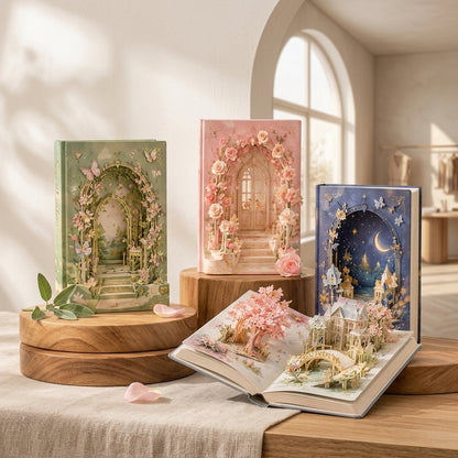 Ztiixyolb™ Paper Garden Pop-Up Journal – Dimensional Interior Scrapbook Notebook with Layered Paper Scenes for Memory Keeping, Creative Journaling & Keepsakes