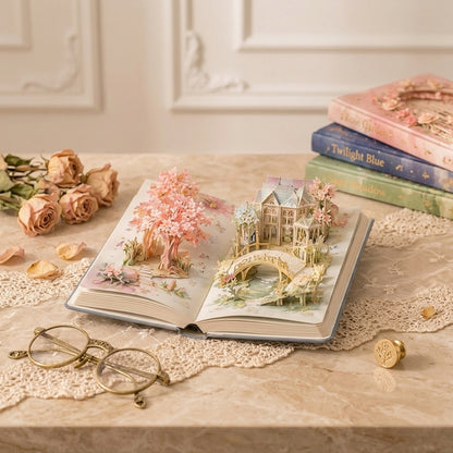 Ztiixyolb™ Paper Garden Pop-Up Journal – Dimensional Interior Scrapbook Notebook with Layered Paper Scenes for Memory Keeping, Creative Journaling & Keepsakes