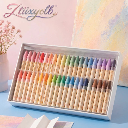 Ztiixyolb™ Soft Atelier Pastel Crayons – Muted Macaron & Morandi Wax Crayon Set for Drawing, Coloring, Journaling & Paper Crafts
