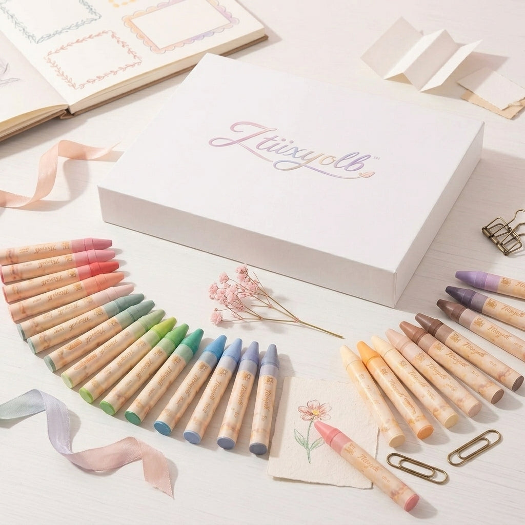 Ztiixyolb™ Soft Atelier Pastel Crayons – Muted Macaron & Morandi Wax Crayon Set for Drawing, Coloring, Journaling & Paper Crafts