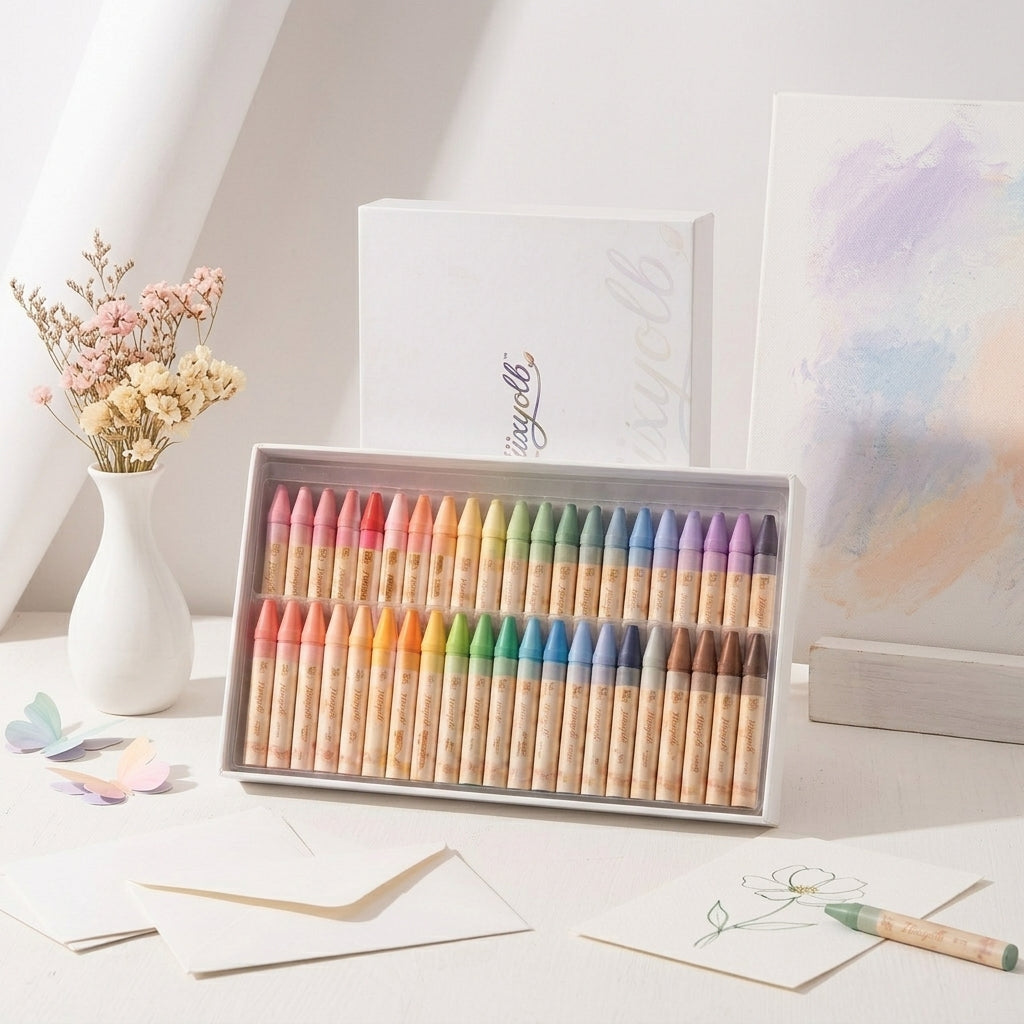 Ztiixyolb™ Soft Atelier Pastel Crayons – Muted Macaron & Morandi Wax Crayon Set for Drawing, Coloring, Journaling & Paper Crafts