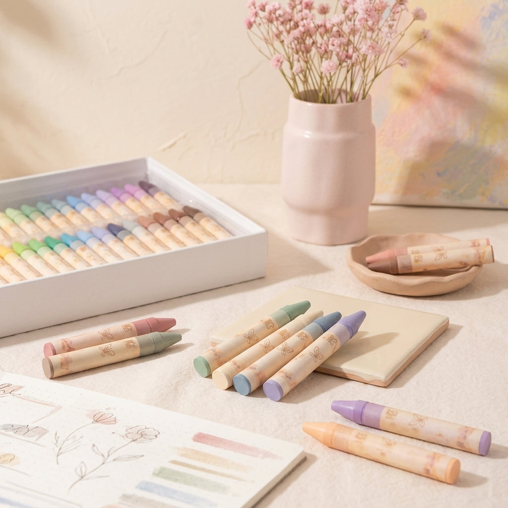 Ztiixyolb™ Soft Atelier Pastel Crayons – Muted Macaron & Morandi Wax Crayon Set for Drawing, Coloring, Journaling & Paper Crafts
