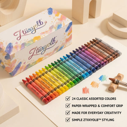Ztiixyolb™ Everyday Color Crayons – Classic Assorted Wax Crayons for Coloring Books, Drawing, School Art, Crafts & Creative Projects