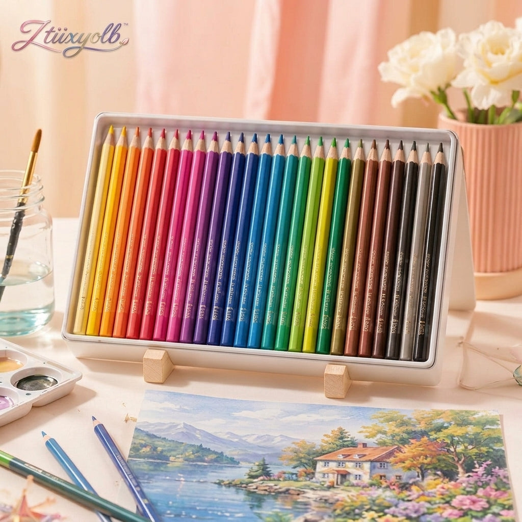 Ztiixyolb™ AquaBlend Watercolor Colored Pencils – Water-Soluble Art Pencil Set for Drawing, Blending, Sketching, Coloring & Watercolor Effects