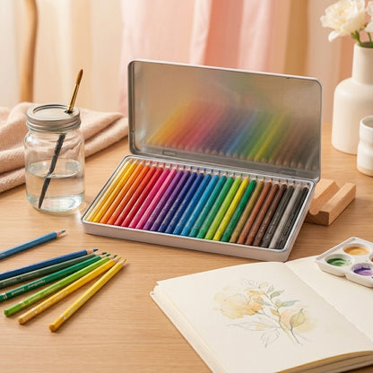 Ztiixyolb™ AquaBlend Watercolor Colored Pencils – Water-Soluble Art Pencil Set for Drawing, Blending, Sketching, Coloring & Watercolor Effects