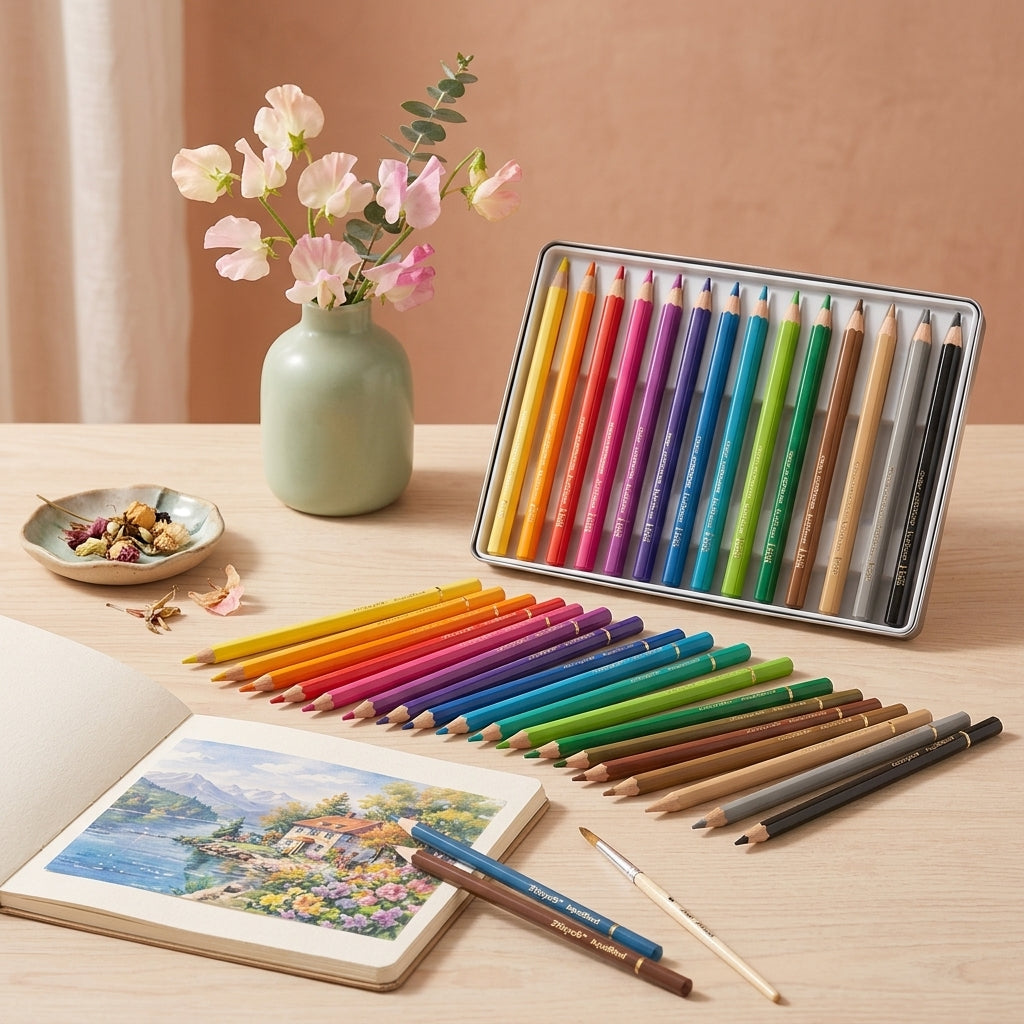 Ztiixyolb™ AquaBlend Watercolor Colored Pencils – Water-Soluble Art Pencil Set for Drawing, Blending, Sketching, Coloring & Watercolor Effects
