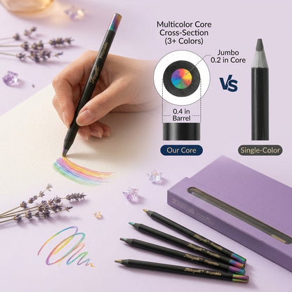 Ztiixyolb™ PrismMix Multicolor Core Pencils – 3+ Colors-in-One Rainbow Colored Pencil Set for Drawing, Doodling, Lettering & Creative Sketching