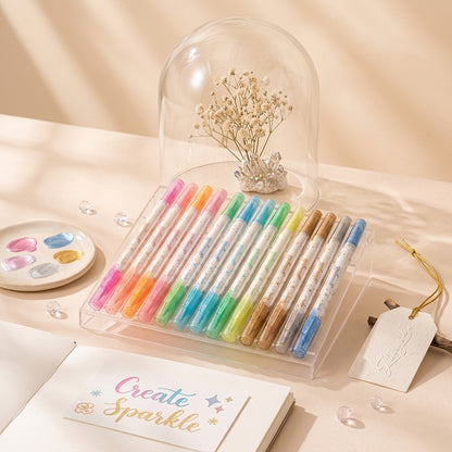 Ztiixyolb™ Watercolor Markers – Fluorescent & Metallic Shimmer Art Marker Set for Drawing, Lettering, Journaling & Creative Paper Crafts